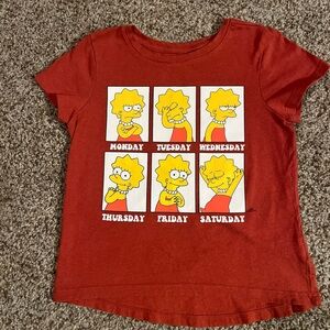 Old Navy The Simpsons Lisa Monday - Friday Humor Kids Girls T-Shirt Small (6-7)
